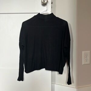 High neck ribbed long sleeve crop top